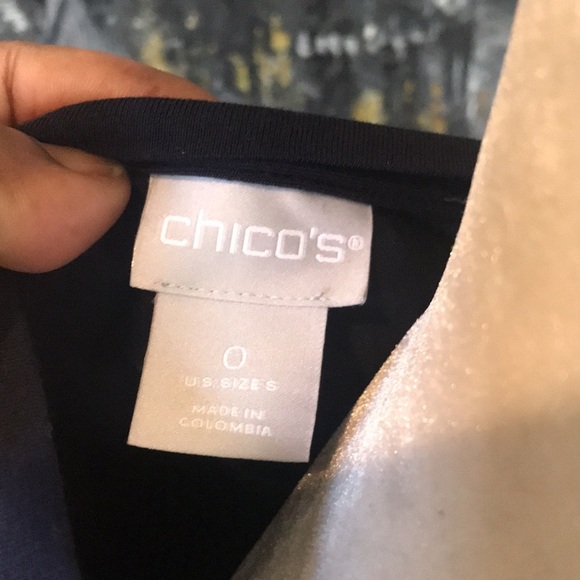 Chicos Button-Sleeve Navy Blue Long Sleeved Tunic with Flair Hem-Size 0/Small - Picture 6 of 6